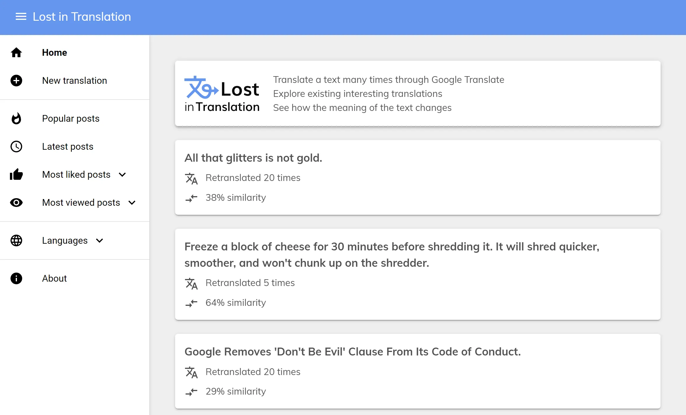 Lost in Translation Home page