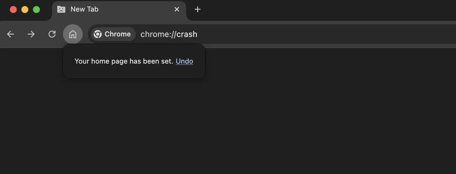 Drag and dropping a chrome://crash URL onto the home page button Drag and dropping a chrome://crash URL onto the home page button