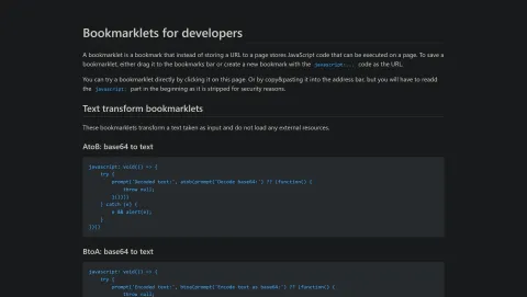 Bookmarklets for Developers